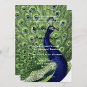 Invitation Mariage Green Blue Chic Peacock (Devant / Derrière)