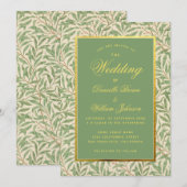 Invitation Mariage Green Faux Gold Green Foliage Feuilles (Devant / Derrière)