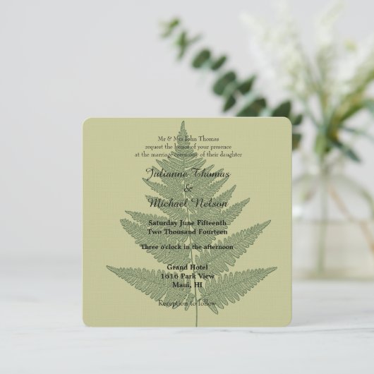 Invitation Mariage Green Fern (Debout devant)
