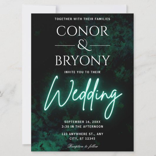 Invitation Mariage Green Neon (Devant)