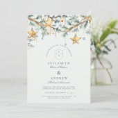 Invitation Mariage grenier étoile de pin givrée (Debout devant)