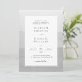 Invitation Mariage Gris Aquarelle Moderne (Debout devant)