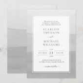 Invitation Mariage Gris Aquarelle Moderne (Devant / Derrière)