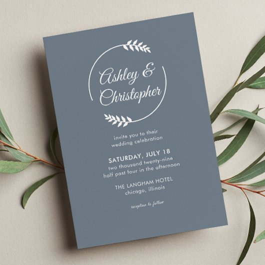 Invitation Mariage gris ardoise moderne à charpente