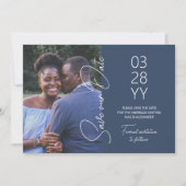 Invitation Mariage gris-bleu Enregistrer la date (Devant)