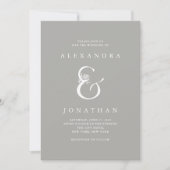Invitation Mariage gris chic floral de l'esperluète | (Devant)