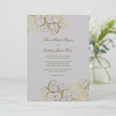 Invitation Mariage gris-clair chic de vigne d'or de spirales (Debout devant)