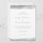 Invitation Mariage gris d'immersion d'aquarelle de fumée (Devant)