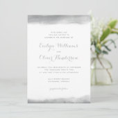 Invitation Mariage gris d'immersion d'aquarelle de fumée (Debout devant)
