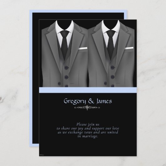 Invitation Mariage gris élégant et élégant (Devant / Derrière)