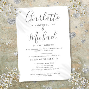 Invitation Mariage gris et blanc avec texte uniquement à la r