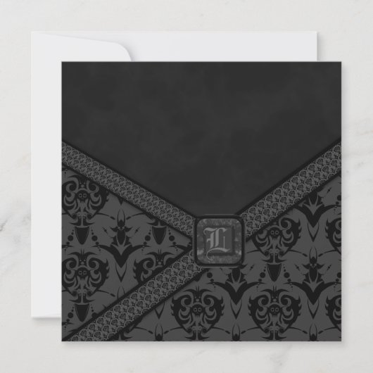 Invitation Mariage gris et noir Goth Lace (Devant)