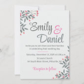Invitation Mariage gris et rose (Devant)