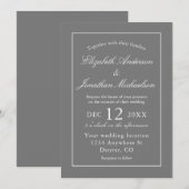 Invitation Mariage gris minimaliste classique (Devant / Derrière)