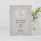 Invitation Mariage gris moderne de roi et reine royaux (Debout devant)