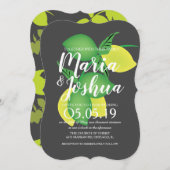 Invitation Mariage gris Motif citron vert frais (Devant / Derrière)