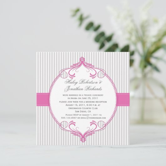 Invitation Mariage Gris rose Frame Gris blanc (Debout devant)