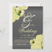 Invitation Mariage gris satin et jaune pastel de mariage (Devant)