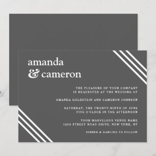 Invitation Mariage gris simple et élégant