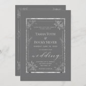Invitation Mariage Gris Sterling (Devant / Derrière)