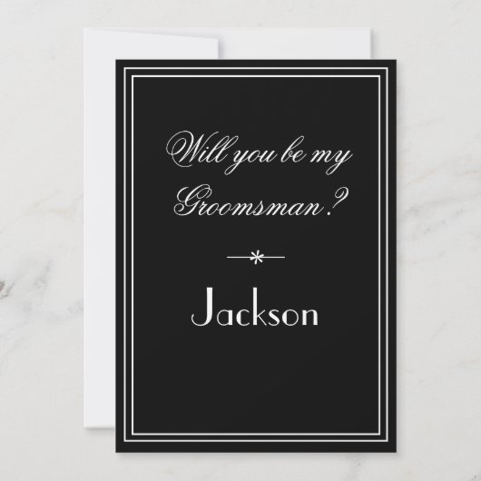 Invitation Mariage Groomsman Custom Classic Black Proposition (Dos)