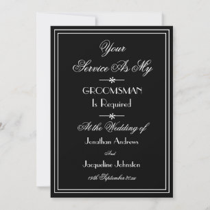 Invitation Mariage Groomsman Custom Classic Black Proposition