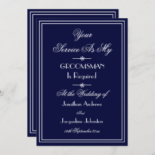 Invitation Mariage Groomsman Custom Elegant Blue Proposition