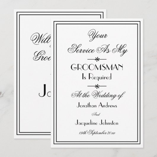Invitation Mariage Groomsman Elegant Chic Proposition (Devant / Derrière)