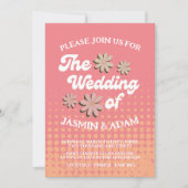 Invitation Mariage Groovy Fleur de Daisy Rose Rétro (Devant)