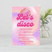 Invitation Mariage Groovy Rétro Rose et Or (Debout devant)