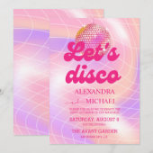 Invitation Mariage Groovy Rétro Rose et Or (Devant / Derrière)