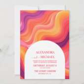 Invitation Mariage Groovy Rétro Rose et Orange Arch (Devant)