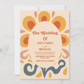 Invitation Mariage Groovy Rétro Rose & Or (Devant)