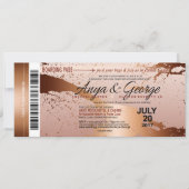 Invitation Mariage Grunge feuille d'or cuivre Anya (Devant)