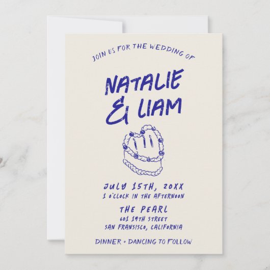 Invitation Mariage Grunge moderne Gâteau Retro Bold (Devant)