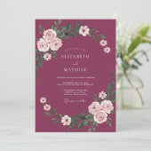 Invitation Mariage Guirlande Florale Délicate de Prune (Debout devant)