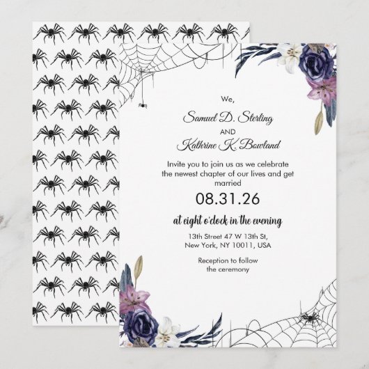 Invitation Mariage Halloween (Devant / Derrière)
