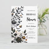 Invitation Mariage Halloween Floraison Automne Orange Noir (Debout devant)