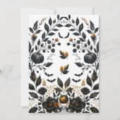 Invitation Mariage Halloween Floraison Automne Orange Noir (Dos)