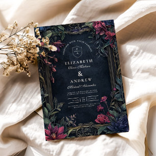 Invitation Mariage Halloween Floral Art Nouveau 