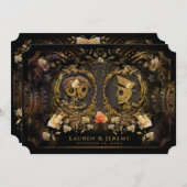 Invitation Mariage Halloween Golden Elegance Skeletons (Devant / Derrière)