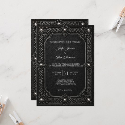 Invitation Mariage Halloween Gothique Celtique (Devant/Arrière en situation)