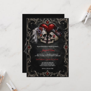 Invitation Mariage Halloween gothique squelettique
