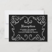 Invitation Mariage Halloween noir et blanc 3.5x5 Réception (Devant)
