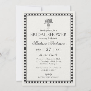 Invitation Mariage Harlequin Noir à carreaux Shower