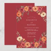 Invitation Mariage Harmonie Floraison Bourgogne (Devant / Derrière)