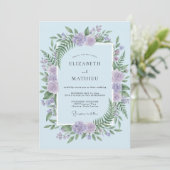 Invitation Mariage Harmonieux Bois Clair Bleu (Debout devant)