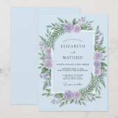Invitation Mariage Harmonieux Bois Clair Bleu (Devant / Derrière)