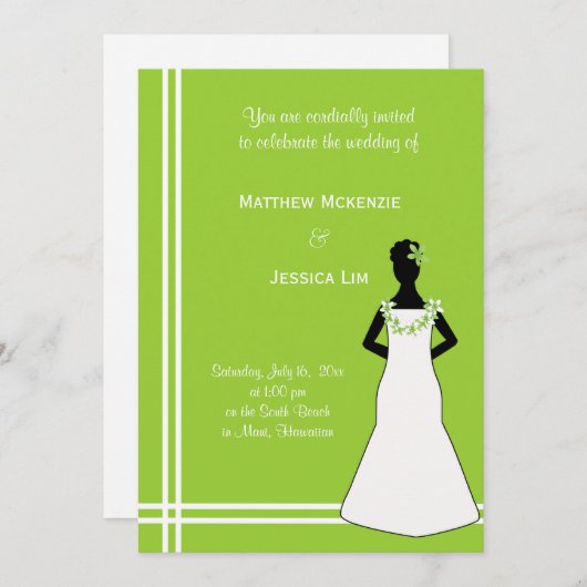 Invitation Mariage hawaïen (vert) (Devant / Derrière)