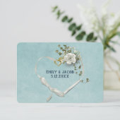 Invitation Mariage Heart RSVP Sur Aqua (Debout devant)